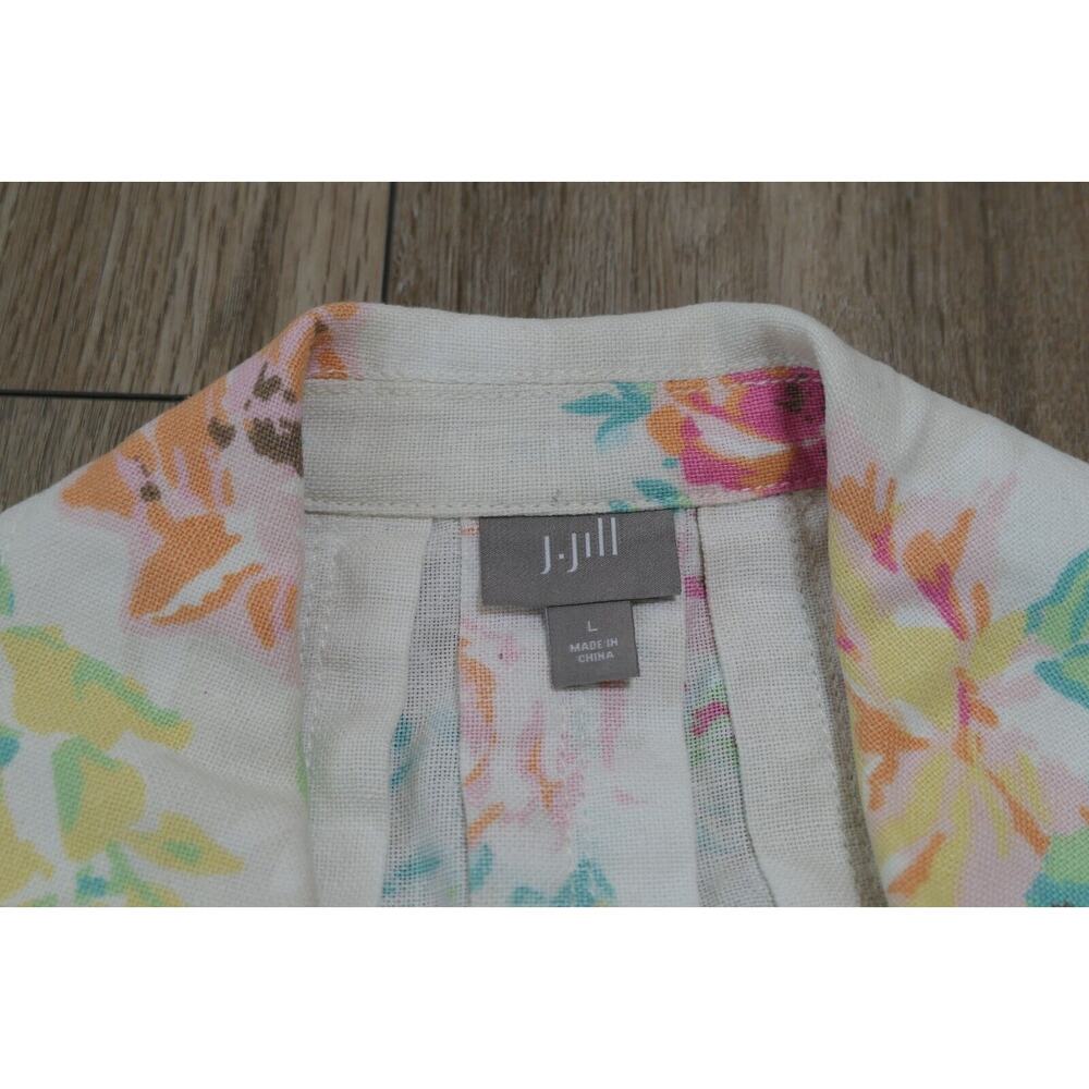 J. JILL Womens Large Floral Button Down Linen Blend Jacket-Shirt - Picture 2 of 13